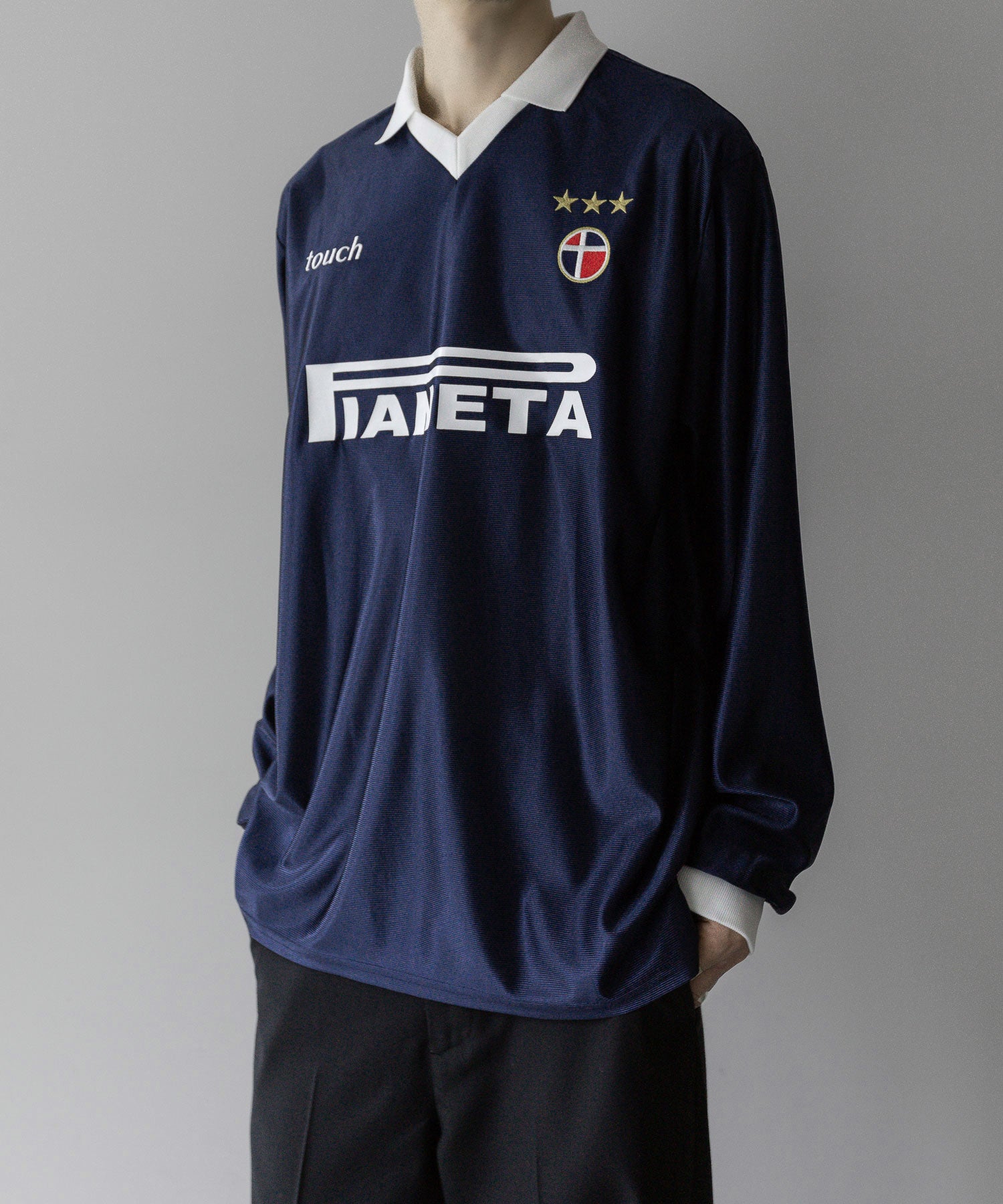 SOCCER GAME SHIRTS L/S football フットボール サッカーシャツ ネイビー ストリート モード メンズ レディース ユニセックス 20代 30代 かっこいい おしゃれ アパレル ブランド トレンド 流行 コーデ  着こなし 着画 シティボーイ シティガール メンズライク スポーツミックス mix