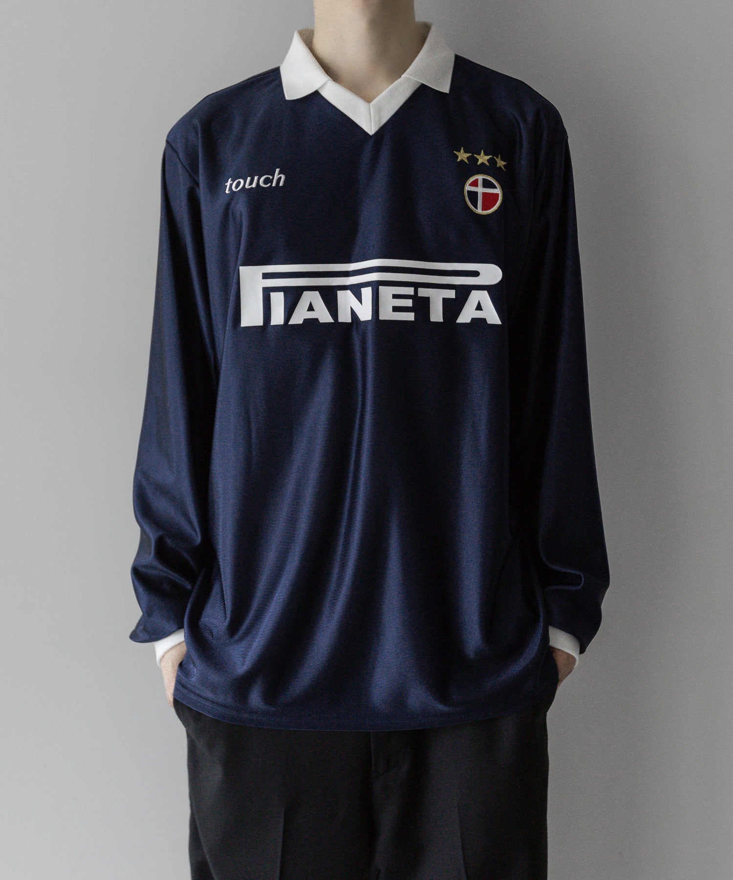 SOCCER GAME SHIRTS L/S football フットボール サッカーシャツ ネイビー ストリート モード メンズ レディース ユニセックス 20代 30代 かっこいい おしゃれ アパレル ブランド トレンド 流行 コーデ  着こなし 着画 シティボーイ シティガール メンズライク スポーツミックス スポーツmix