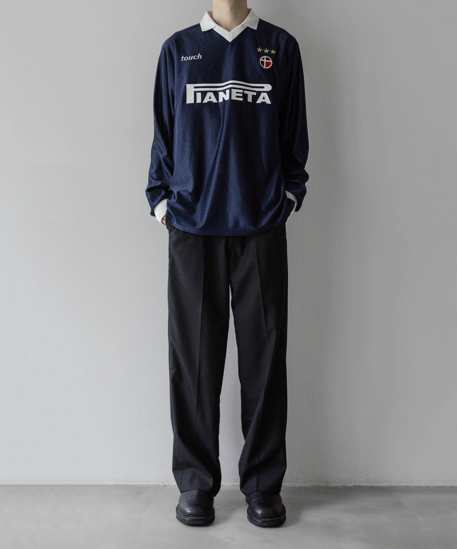 SOCCER GAME SHIRTS L/S football フットボール サッカーシャツ ネイビー ストリート モード メンズ レディース ユニセックス 20代 30代 かっこいい おしゃれ アパレル ブランド トレンド 流行 コーデ  着こなし 着画 シティボーイ シティガール メンズライク スポーツミックス スポーツmix