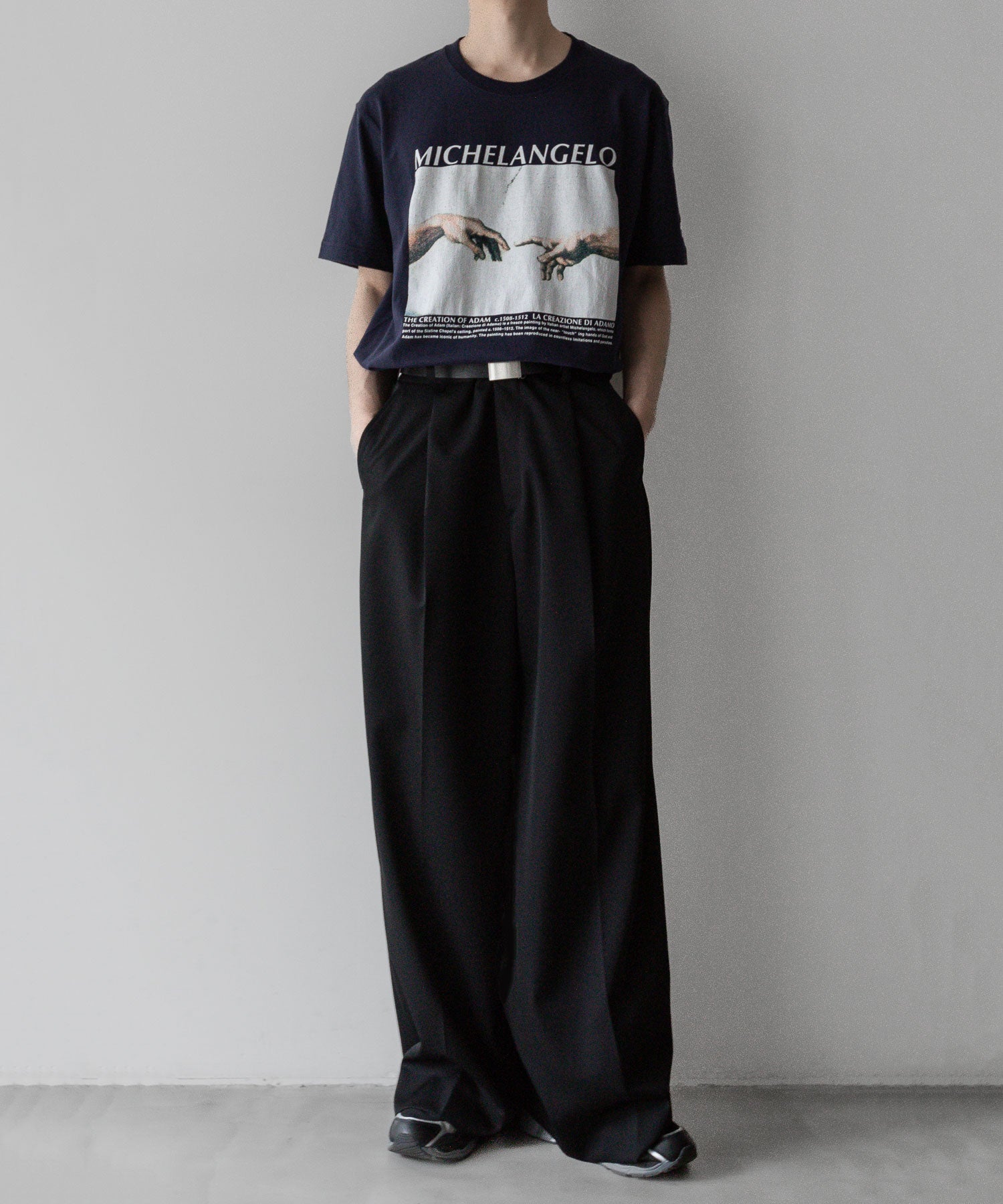 MICHELANGELO PRINT TEE S/S tshirts tシャツ  ティーシャツ カットソー 古着 ビンテージ ヴィンテージ 絵画 ストリート モード メンズ レディース ユニセックス  20代 30代 かっこいい おしゃれ アパレル ブランド コーデ  着こなし 着画 タックイン アート おすすめ