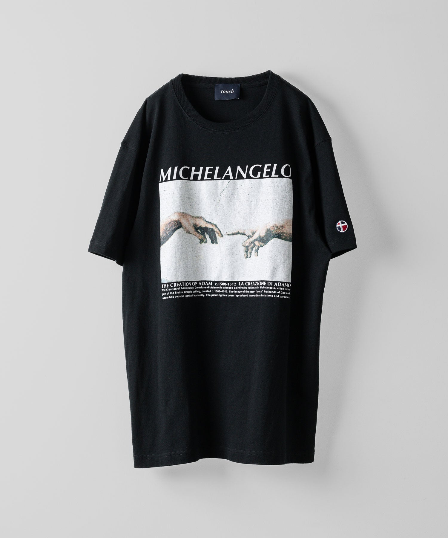 MICHELANGELO PRINT TEE S/S tshirts tシャツ ティーシャツ カットソー 古着 ビンテージ ヴィンテージ 絵画 アートT アートTシャツ ストリート モード メンズ レディース ユニセックス 20代 30代 かっこいい おしゃれ アパレル ブランド アート おすすめ ミケランジェロ アダムの創造 手 ハンド プリントT ひび割れ クラック 美術