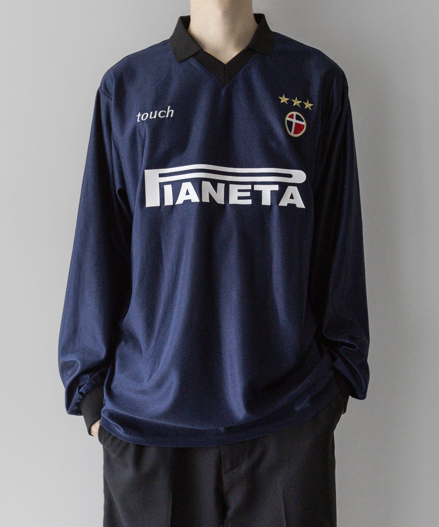 SOCCER GAME SHIRTS L/S football フットボール サッカーシャツ ネイビー ストリート モード メンズ レディース ユニセックス 20代 30代 かっこいい おしゃれ アパレル ブランド トレンド 流行 コーデ  着こなし 着画 シティボーイ シティガール メンズライク スポーツミックス スポーツmix