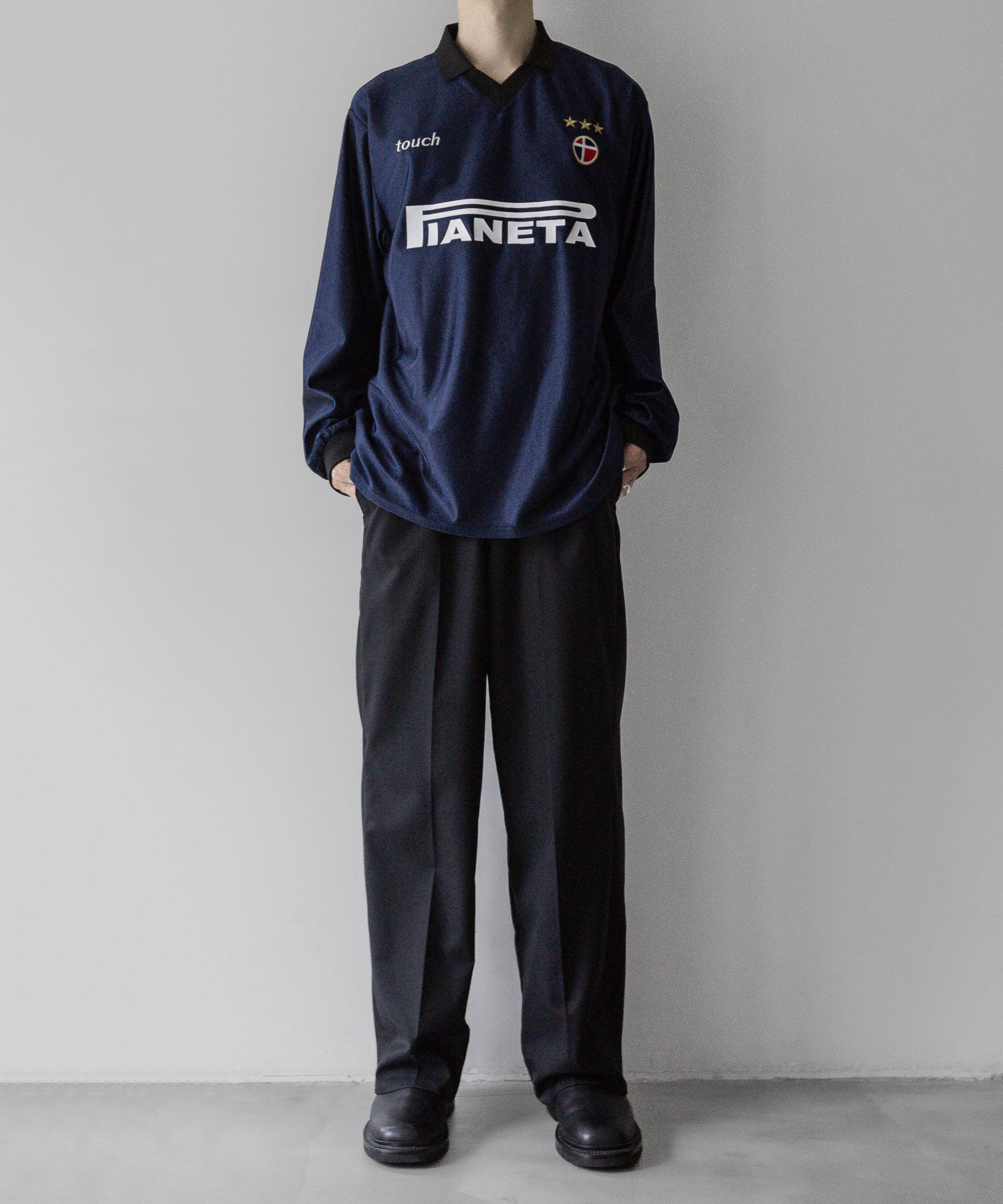 SOCCER GAME SHIRTS L/S football フットボール サッカーシャツ ネイビー ストリート モード メンズ レディース ユニセックス 20代 30代 かっこいい おしゃれ アパレル ブランド トレンド 流行 コーデ  着こなし 着画 シティボーイ シティガール メンズライク スポーツミックス スポーツmix