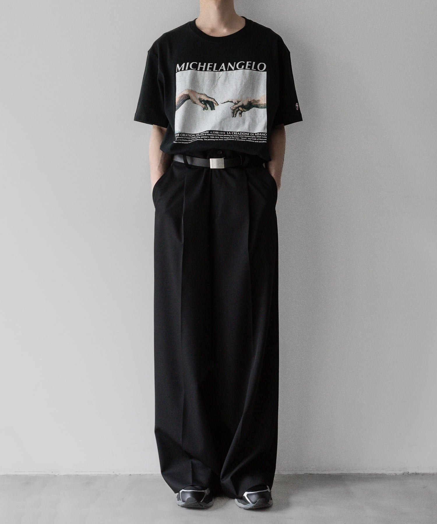 MICHELANGELO PRINT TEE S/S tshirts tシャツ  ティーシャツ カットソー 古着 ビンテージ ヴィンテージ 絵画 ストリート モード メンズ レディース ユニセックス  20代 30代 かっこいい おしゃれ アパレル ブランド コーデ  着こなし 着画 タックイン